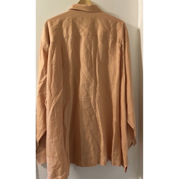 Paul Fredrick Linen Shirt Mens 3XLT Peach Roll Tab Long Sleeve Button Up Relaxed - Picture 7 of 11